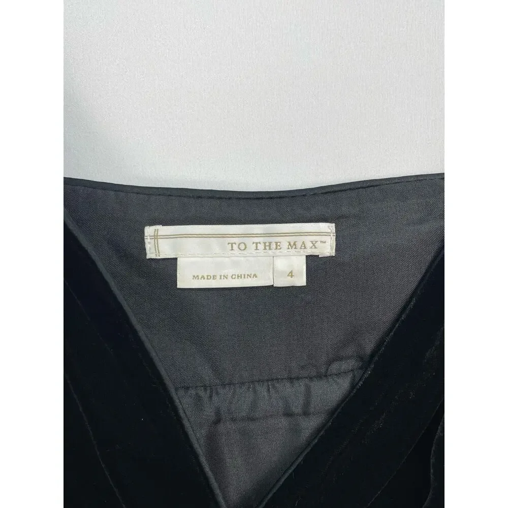 To The Max Black Velvet Lace Trim Cocktail Dress Size 4 Small - Picture 6 of 12